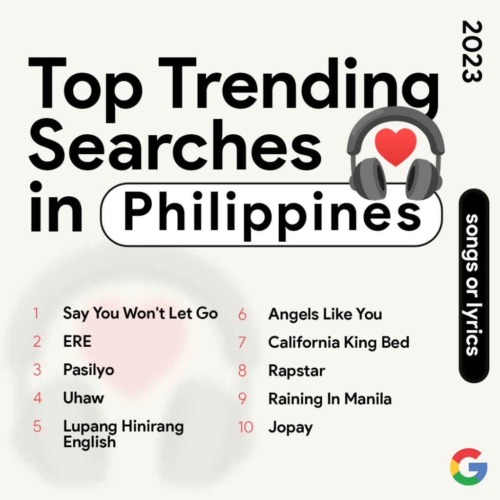 4 Top Trending Searches in the Ph SONG OR LYRICS