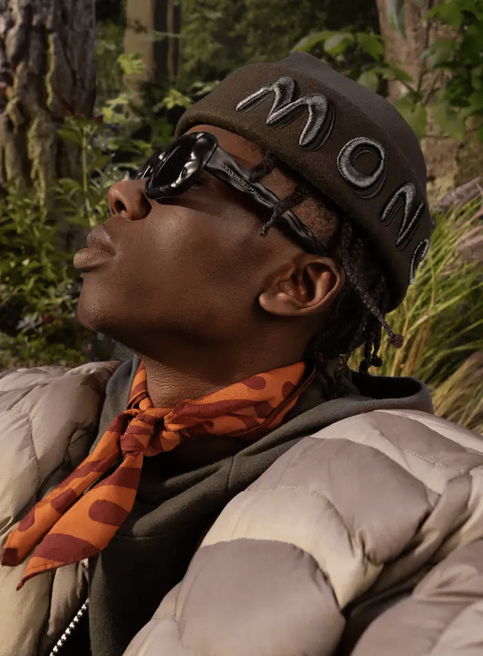 salehe bembury and moncler genius explore the language of the wilderness in new collection wool felt beanie rectangular sunglasses